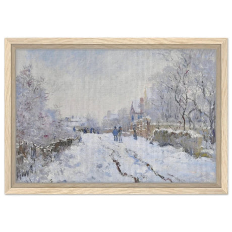 Snow at Argenteuil by Claude Monet | Vintage Nature art print - Framed Canvas - 30x45 cm / 12x18″ - Wood frame