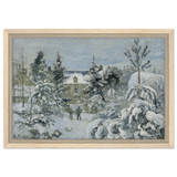 Snow at Éragny – Winter Impressionist Wall Art Print by Camille Pissarro - Framed Canvas - 30x45 cm / 12x18″ - Wood frame