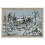 Snow at Éragny – Winter Impressionist Wall Art Print by Camille Pissarro - Framed Canvas - 40x60 cm / 16x24″ - Wood frame