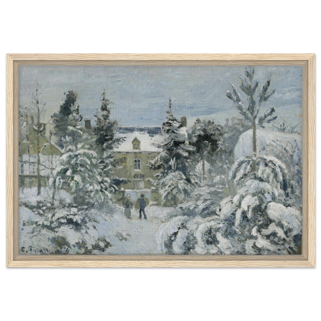 Snow at Éragny – Winter Impressionist Wall Art Print by Camille Pissarro - Framed Canvas - 40x60 cm / 16x24″ - Wood frame
