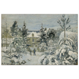 Snow at Éragny – Winter Impressionist Wall Art Print by Camille Pissarro - Wood Prints - 40x60 cm / 16x24″ - 
