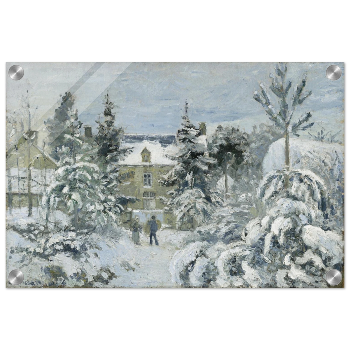 Snow at Éragny – Winter Impressionist Wall Art Print by Camille Pissarro - Acrylic Print - 30x45 cm / 12x18″ - 