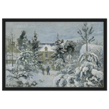 Snow at Éragny – Winter Impressionist Wall Art Print by Camille Pissarro - Framed Canvas - 50x75 cm / 20x30″ - Black frame