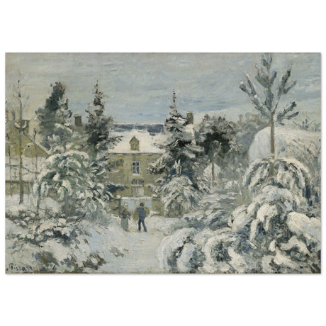 Snow at Éragny – Winter Impressionist Wall Art Print by Camille Pissarro - Wood Prints - 70x100 cm / 28x40″ - 