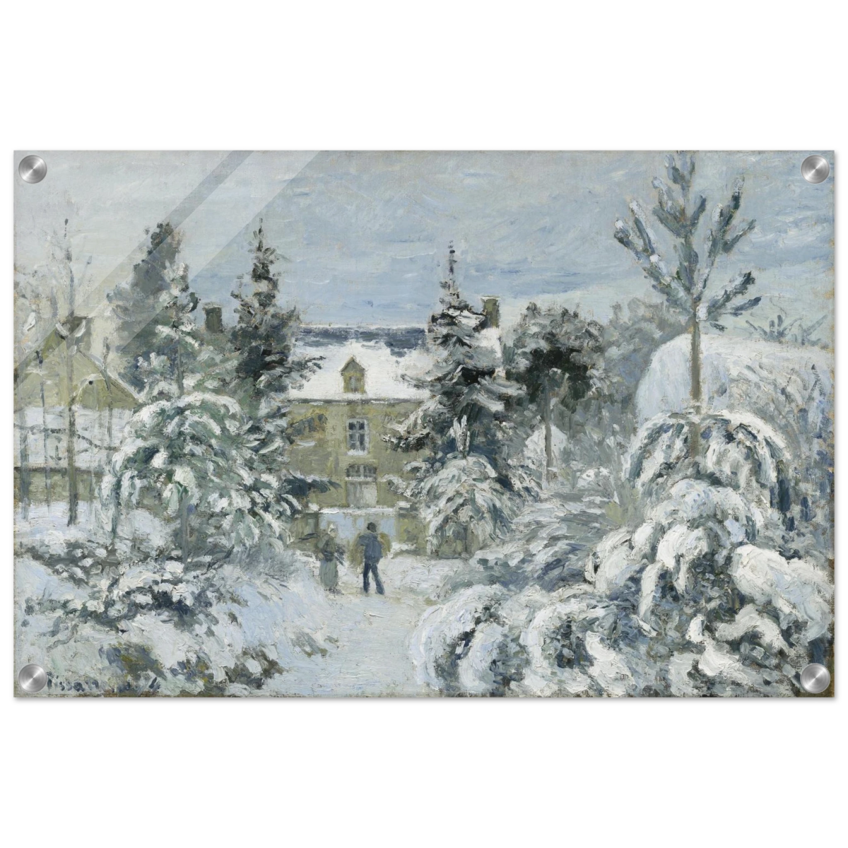 Snow at Éragny – Winter Impressionist Wall Art Print by Camille Pissarro - Acrylic Print - 40x60 cm / 16x24″ - 