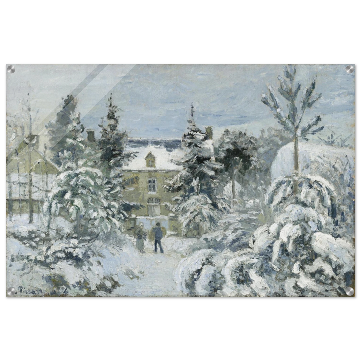 Snow at Éragny – Winter Impressionist Wall Art Print by Camille Pissarro - Acrylic Print - 60x90 cm / 24x36″ - 