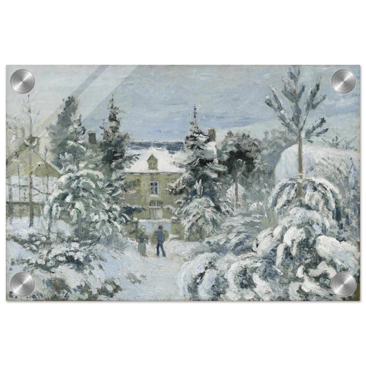 Snow at Éragny – Winter Impressionist Wall Art Print by Camille Pissarro - Acrylic Print - 20x30 cm / 8x12″ - 