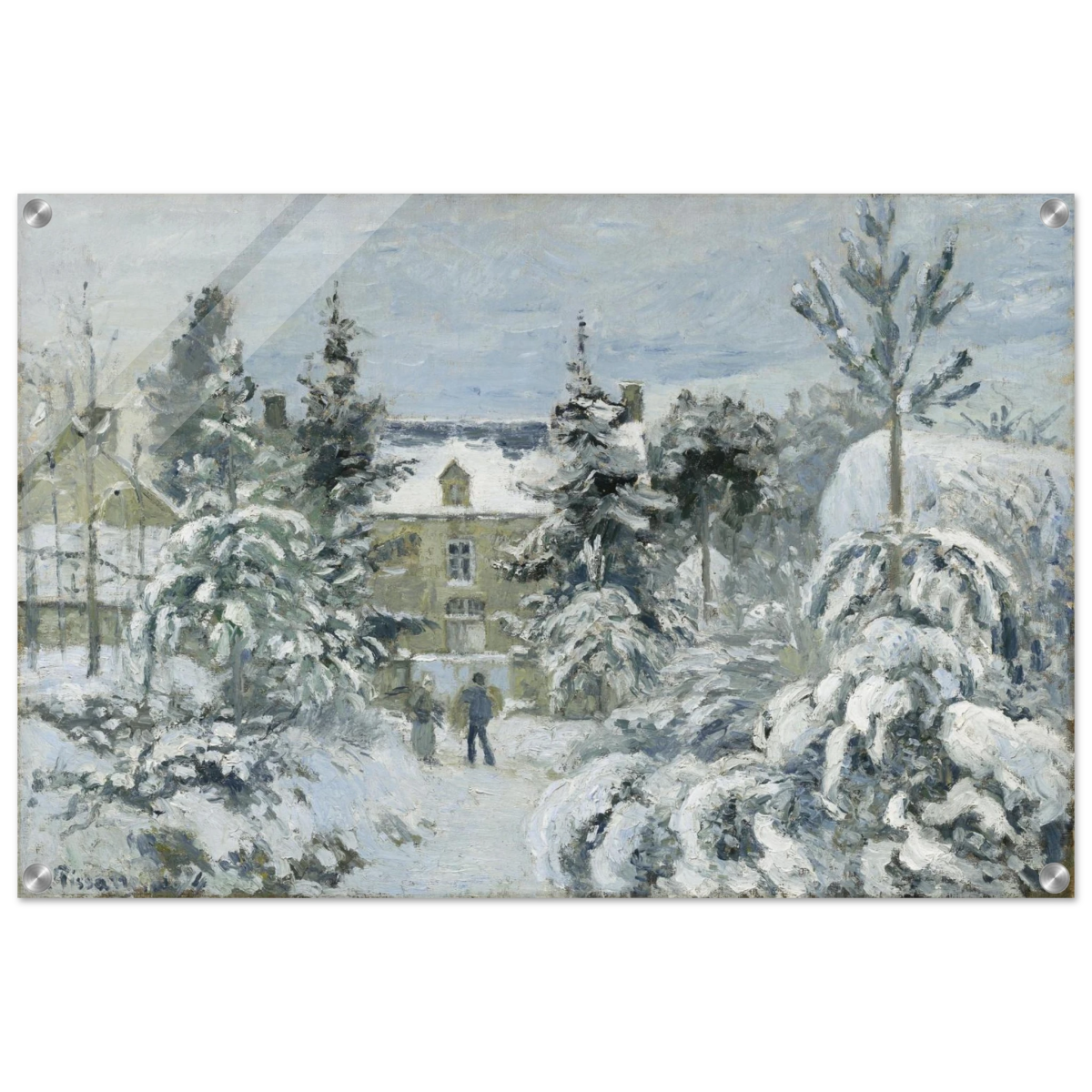 Snow at Éragny – Winter Impressionist Wall Art Print by Camille Pissarro - Acrylic Print - 50x75 cm / 20x30″ - 