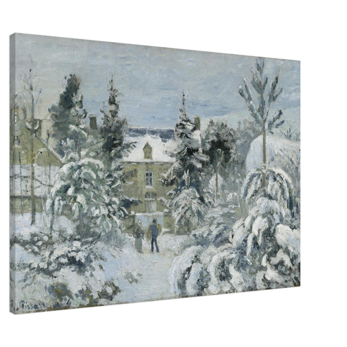 Snow at Éragny – Winter Impressionist Wall Art Print by Camille Pissarro - Canvas - 70x100 cm / 28x40″ - 
