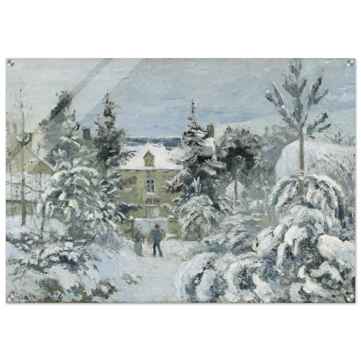 Snow at Éragny – Winter Impressionist Wall Art Print by Camille Pissarro - Acrylic Print - 70x100 cm / 28x40″ - 