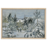 Snow at Éragny – Winter Impressionist Wall Art Print by Camille Pissarro - Framed Canvas - 50x75 cm / 20x30″ - Wood frame