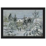 Snow at Éragny – Winter Impressionist Wall Art Print by Camille Pissarro - Framed Canvas - 30x45 cm / 12x18″ - Black frame