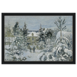 Snow at Éragny – Winter Impressionist Wall Art Print by Camille Pissarro - Framed Canvas - 40x60 cm / 16x24″ - Black frame