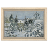 Snow at Éragny – Winter Impressionist Wall Art Print by Camille Pissarro - Framed Canvas - 20x30 cm / 8x12″ - Wood frame