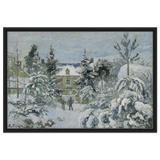Snow at Éragny – Winter Impressionist Wall Art Print by Camille Pissarro - Framed Canvas - 60x90 cm / 24x36″ - Black frame