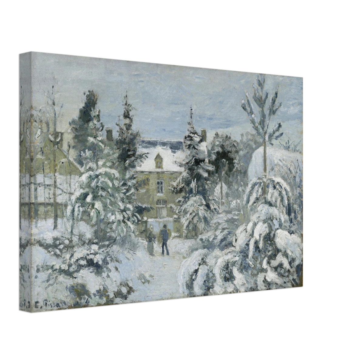 Snow at Éragny – Winter Impressionist Wall Art Print by Camille Pissarro - Canvas - 30x45 cm / 12x18″ - 
