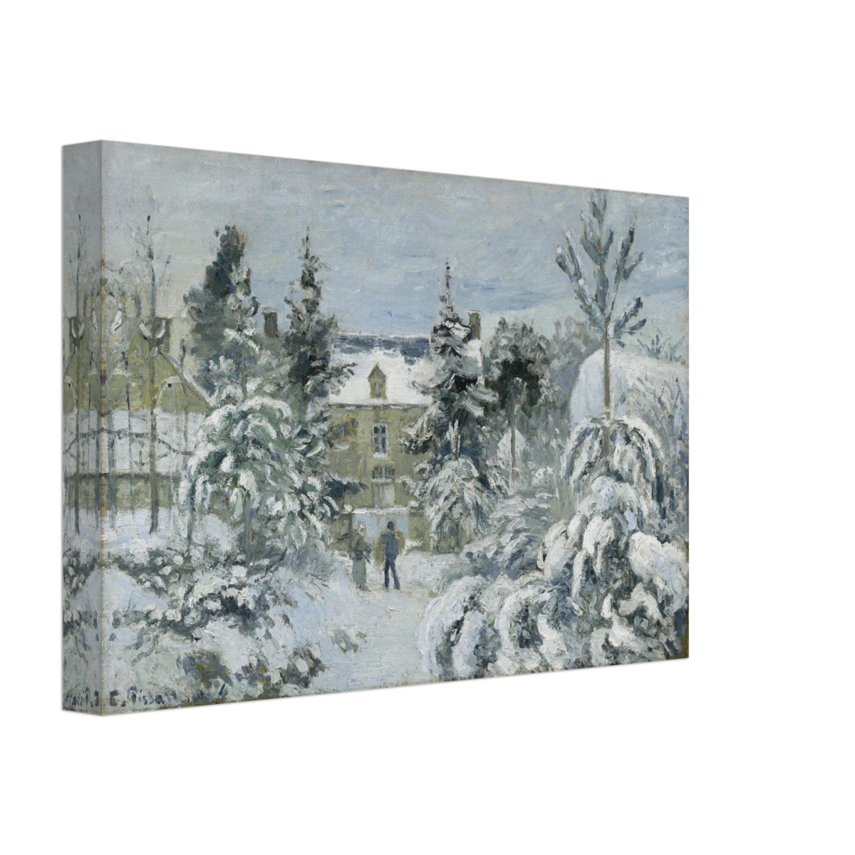 Snow at Éragny – Winter Impressionist Wall Art Print by Camille Pissarro - Canvas - 20x30 cm / 8x12″ - 