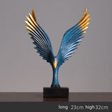 Soaring Eagle Resin Sculpture – Modern Abstract Home Décor Ornament - Blue with Black Base - 