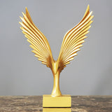 Soaring Eagle Resin Sculpture – Modern Abstract Home Décor Ornament - Gold with Golden Base - 