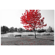 "Solitude in Crimson" – Red Tree by the Lake | Minimalist Nature Wall Art Print - Fine Art Poster - 60x90 cm / 24x36″ - 