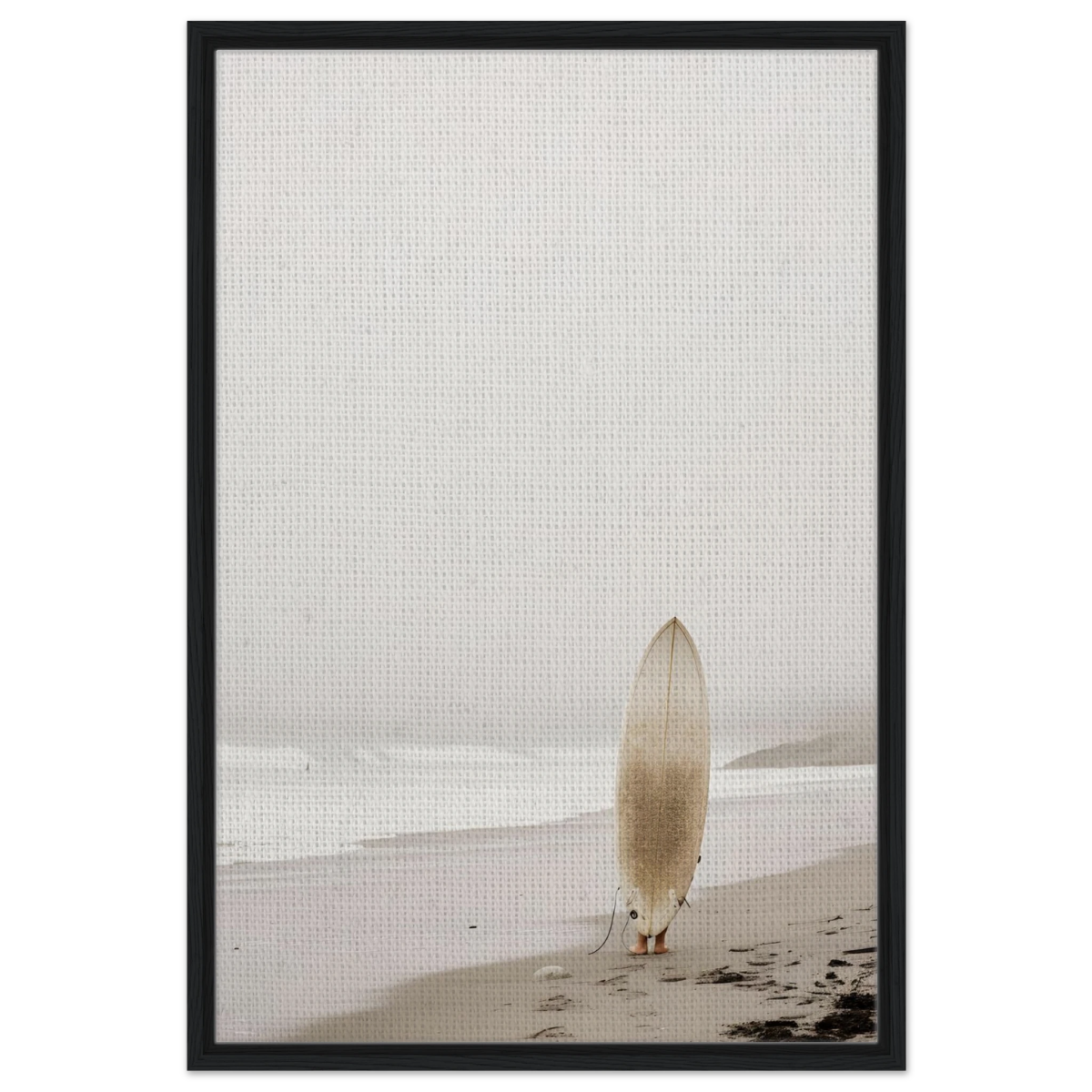 "Solitude & Surf" – Minimalist Coastal Photography | Wall art Print - Framed Canvas - 60x90 cm / 24x36″ - Black frame