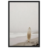 "Solitude & Surf" – Minimalist Coastal Photography | Wall art Print - Framed Canvas - 60x90 cm / 24x36″ - Black frame