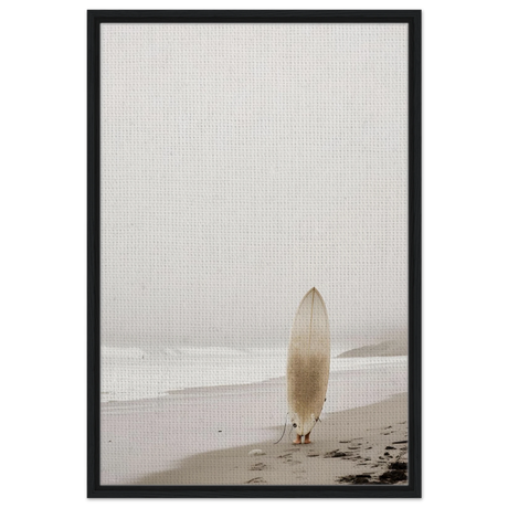 "Solitude & Surf" – Minimalist Coastal Photography | Wall art Print - Framed Canvas - 60x90 cm / 24x36″ - Black frame