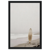 "Solitude & Surf" – Minimalist Coastal Photography | Wall art Print - Framed Canvas - 40x60 cm / 16x24″ - Black frame
