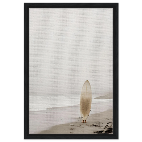 "Solitude & Surf" – Minimalist Coastal Photography | Wall art Print - Framed Canvas - 40x60 cm / 16x24″ - Black frame
