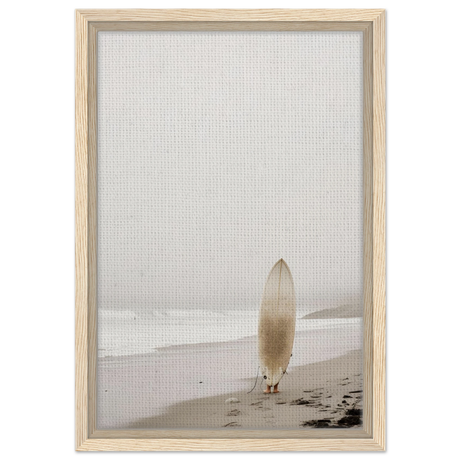 "Solitude & Surf" – Minimalist Coastal Photography | Wall art Print - Framed Canvas - 30x45 cm / 12x18″ - Wood frame