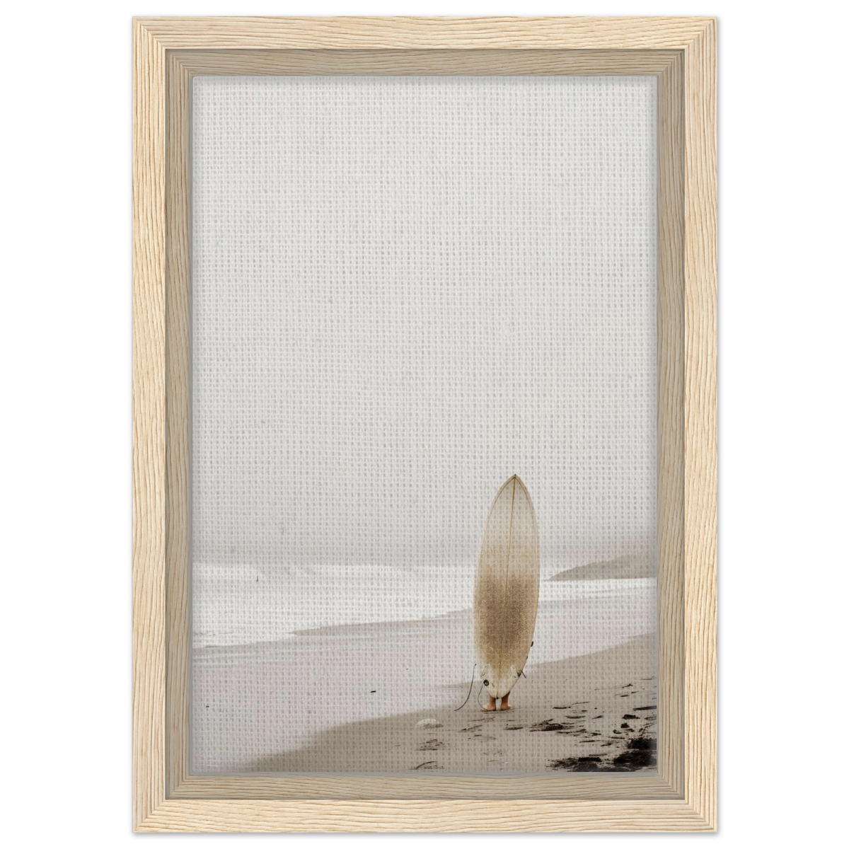 "Solitude & Surf" – Minimalist Coastal Photography | Wall art Print - Framed Canvas - 20x30 cm / 8x12″ - Wood frame