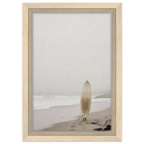 "Solitude & Surf" – Minimalist Coastal Photography | Wall art Print - Framed Canvas - 20x30 cm / 8x12″ - Wood frame