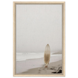 "Solitude & Surf" – Minimalist Coastal Photography | Wall art Print - Framed Canvas - 40x60 cm / 16x24″ - Wood frame