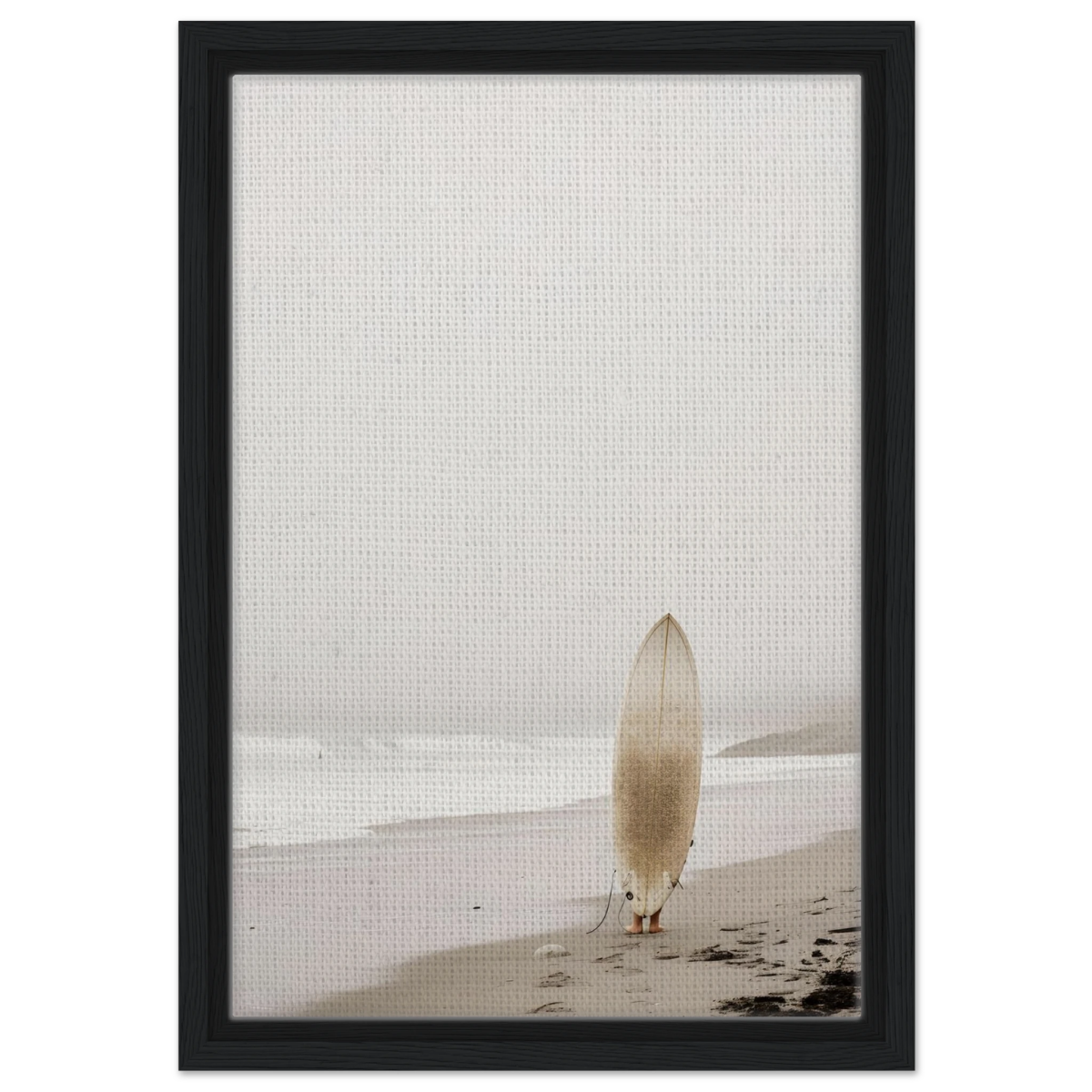 "Solitude & Surf" – Minimalist Coastal Photography | Wall art Print - Framed Canvas - 30x45 cm / 12x18″ - Black frame