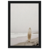 "Solitude & Surf" – Minimalist Coastal Photography | Wall art Print - Framed Canvas - 30x45 cm / 12x18″ - Black frame