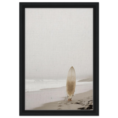 "Solitude & Surf" – Minimalist Coastal Photography | Wall art Print - Framed Canvas - 30x45 cm / 12x18″ - Black frame