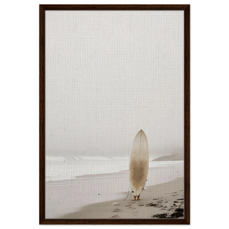 "Solitude & Surf" – Minimalist Coastal Photography | Wall art Print - Framed Canvas - 60x90 cm / 24x36″ - Dark wood frame
