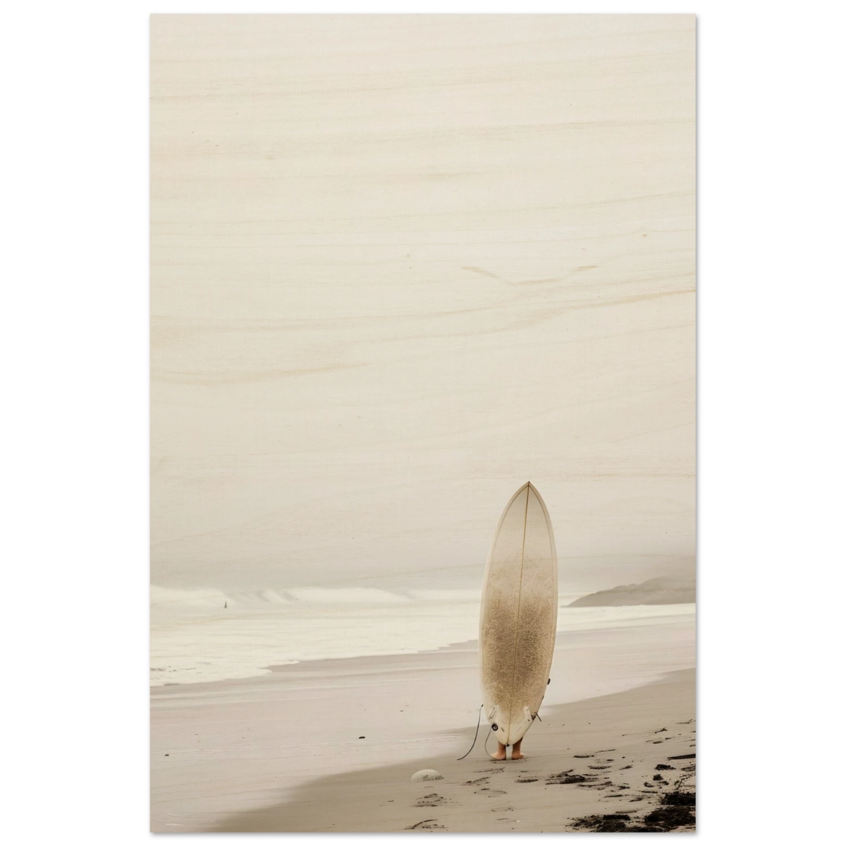 "Solitude & Surf" – Minimalist Coastal Photography | Wall art Print - Wood Prints - 50x75 cm / 20x30″ - 