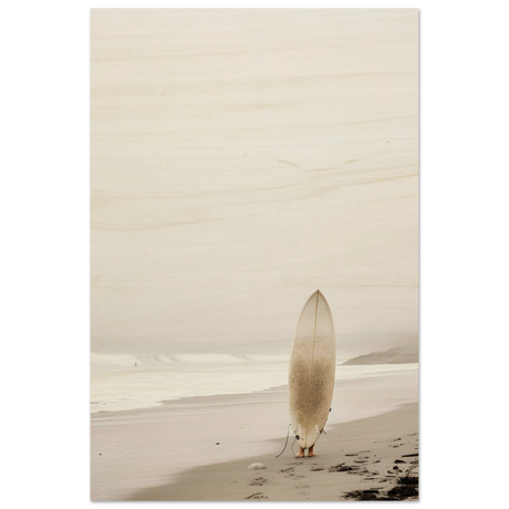 "Solitude & Surf" – Minimalist Coastal Photography | Wall art Print - Wood Prints - 50x75 cm / 20x30″ - 