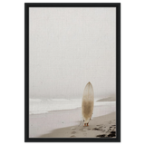 "Solitude & Surf" – Minimalist Coastal Photography | Wall art Print - Framed Canvas - 50x75 cm / 20x30″ - Black frame