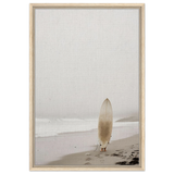 "Solitude & Surf" – Minimalist Coastal Photography | Wall art Print - Framed Canvas - 50x75 cm / 20x30″ - Wood frame
