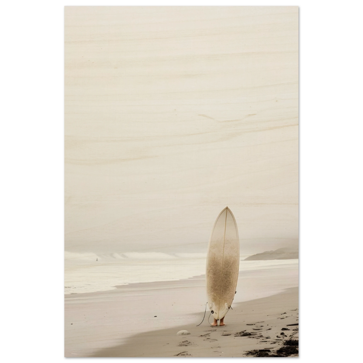 "Solitude & Surf" – Minimalist Coastal Photography | Wall art Print - Wood Prints - 40x60 cm / 16x24″ - 