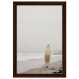"Solitude & Surf" – Minimalist Coastal Photography | Wall art Print - Framed Canvas - 30x45 cm / 12x18″ - Dark wood frame