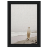 "Solitude & Surf" – Minimalist Coastal Photography | Wall art Print - Framed Canvas - 20x30 cm / 8x12″ - Black frame