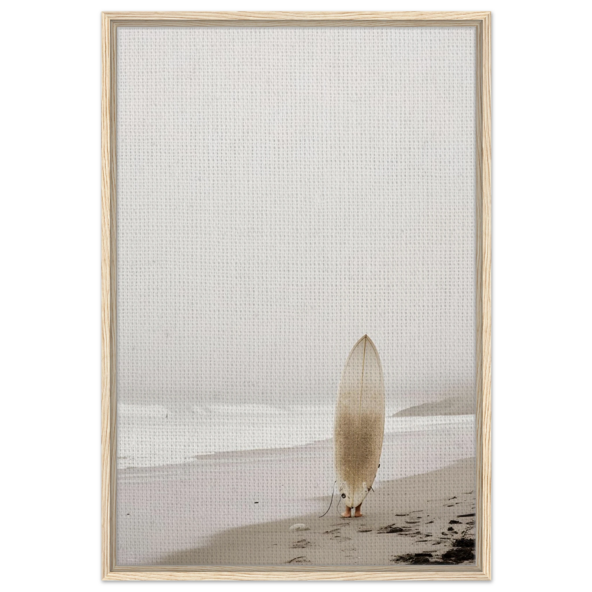 "Solitude & Surf" – Minimalist Coastal Photography | Wall art Print - Framed Canvas - 60x90 cm / 24x36″ - Wood frame