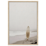"Solitude & Surf" – Minimalist Coastal Photography | Wall art Print - Framed Canvas - 60x90 cm / 24x36″ - Wood frame