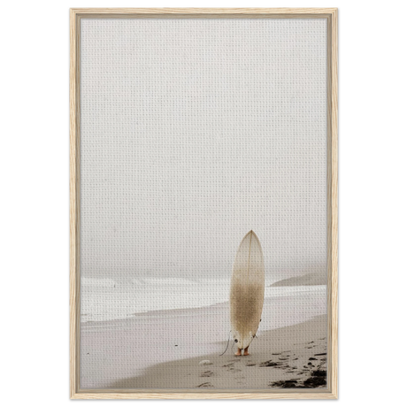 "Solitude & Surf" – Minimalist Coastal Photography | Wall art Print - Framed Canvas - 60x90 cm / 24x36″ - Wood frame