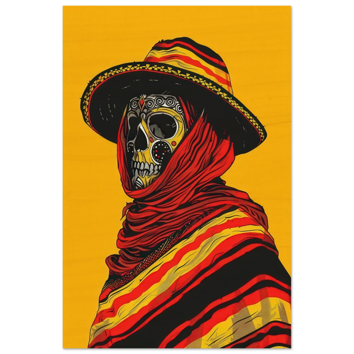 Soul of the Desert – Día de los Muertos Pop Art | wall art print - Wood Prints - 50x75 cm / 20x30″ - 