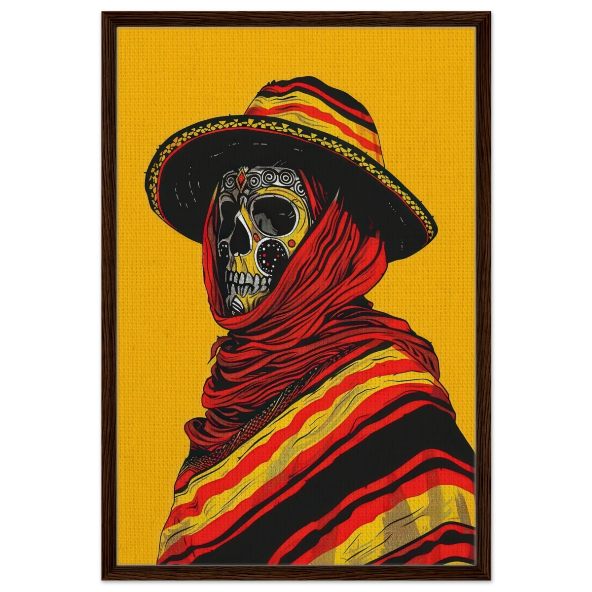 Soul of the Desert – Día de los Muertos Pop Art | wall art print - Framed Canvas - 60x90 cm / 24x36″ - Dark wood frame