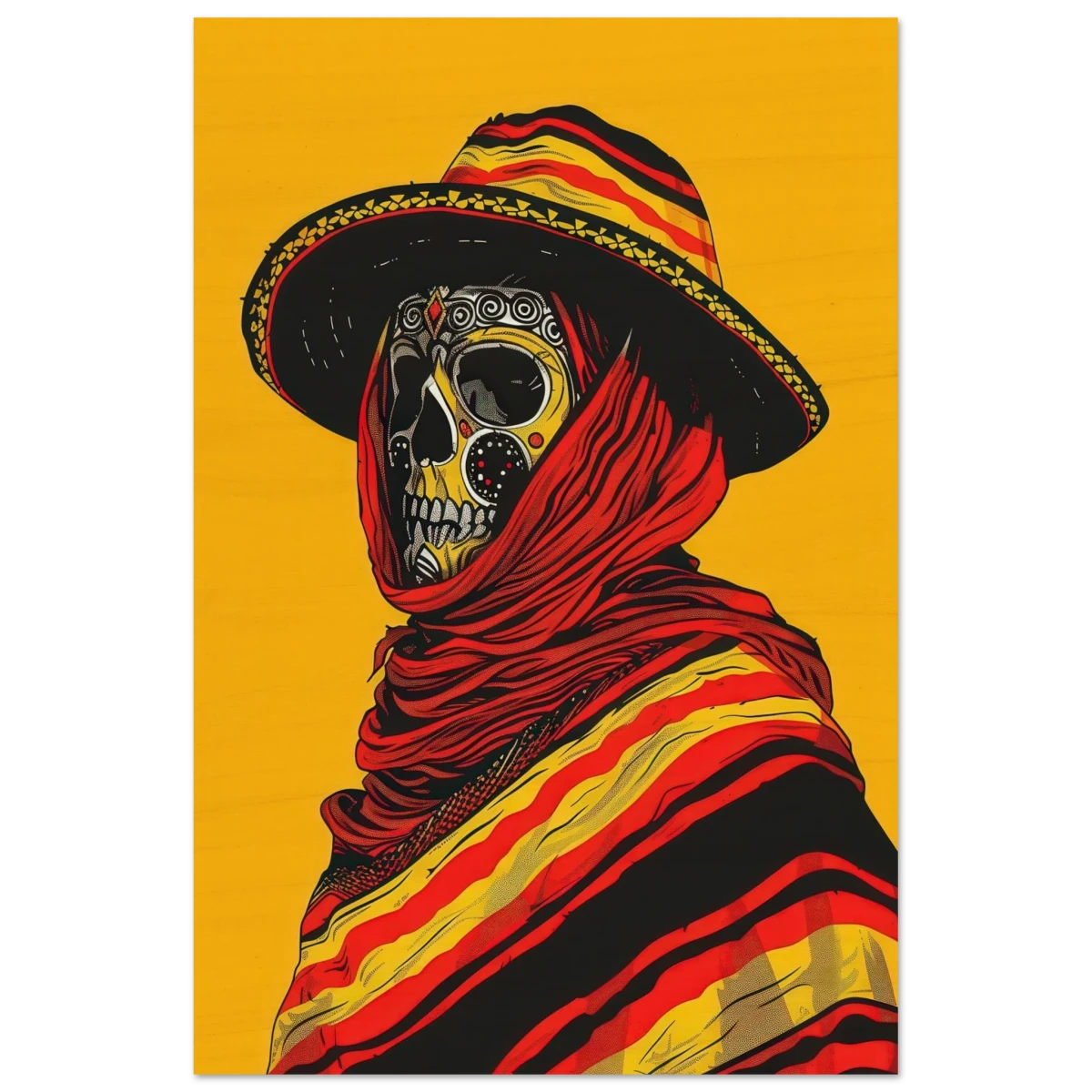 Soul of the Desert – Día de los Muertos Pop Art | wall art print - Wood Prints - 30x45 cm / 12x18″ - 